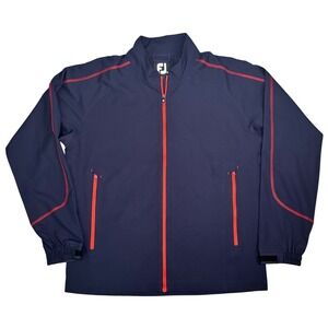 FootJoy Jacket Mens Medium Navy Blue Red Zip Golf Performance Windbreaker FJ